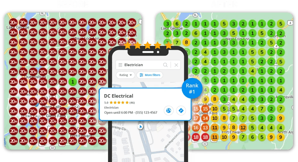 Electrician ranked #1 on map search results.
